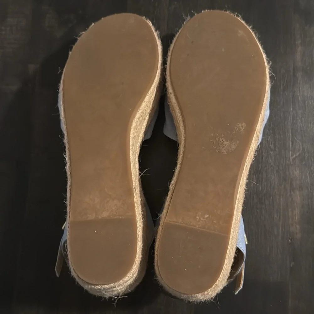 Talbots Light Blue Knotted Espadrille Wedge Sandals